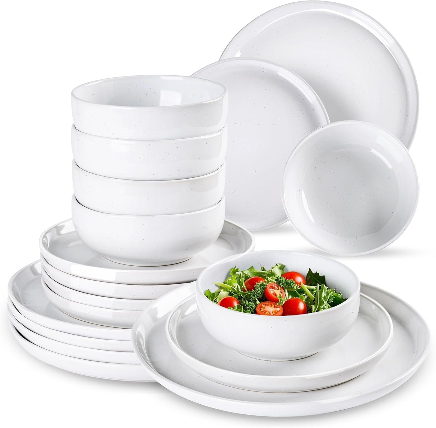 GBHOME Ceramic Dinnerware Sets for 6, 18pcs Stoneware Plates and Bowls Sets, Handmade Chip and Scratch Resistant Dishes Set, Dishwasher & Microwave Safe