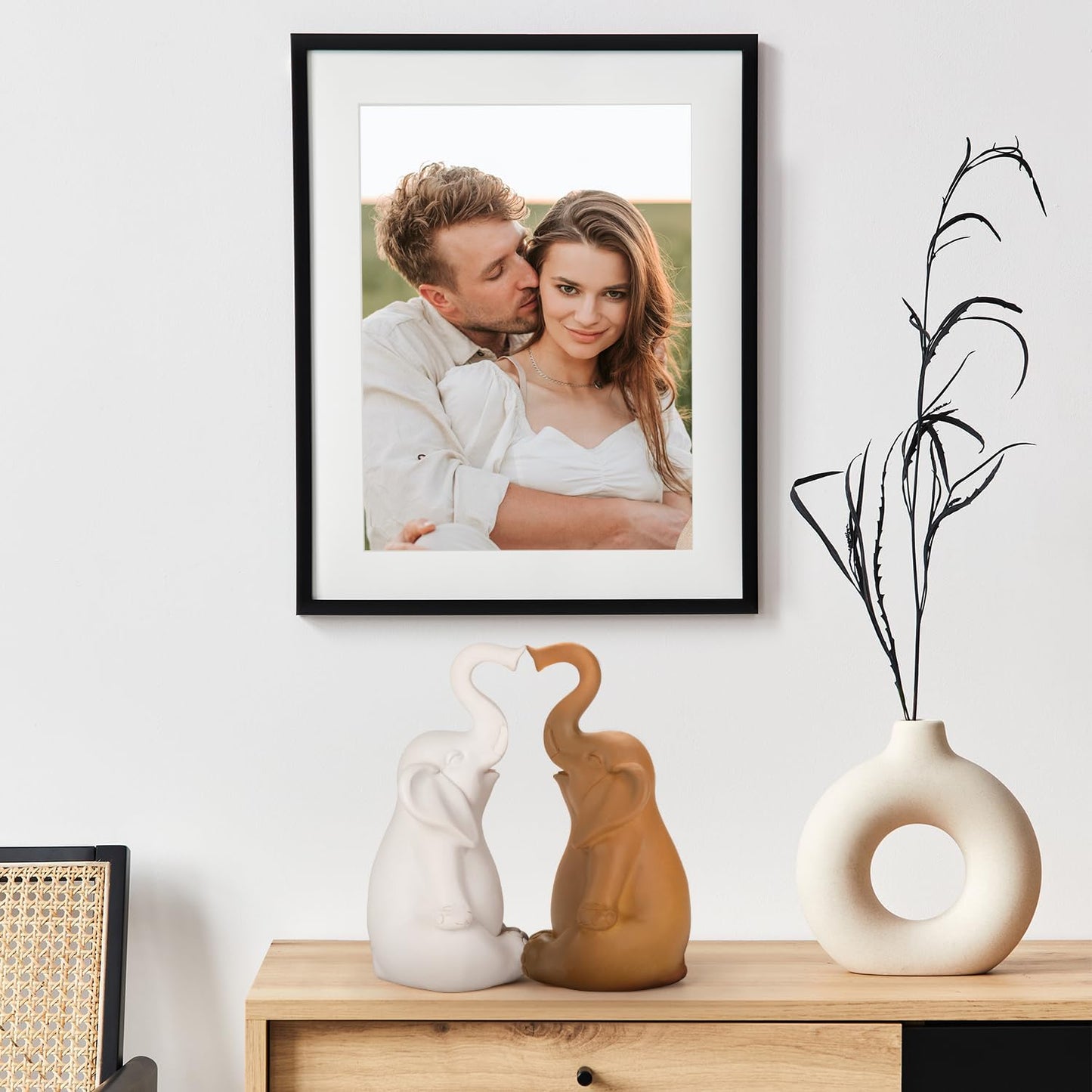 Loving Pair of Elephants, Handcrafted Resin Home Decor Statue Figurine Set, Lucky Gift for Women,Mon,Family, Couples & Elephant Lovers