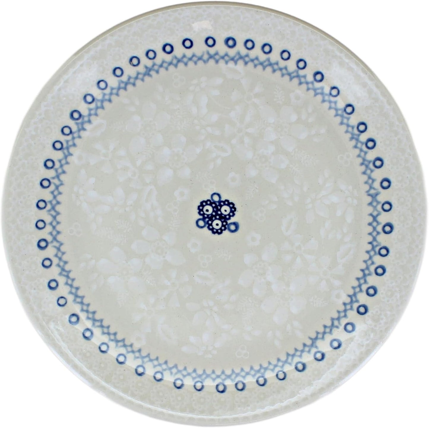 Blue Rose Polish Pottery - Off-white Victoria Dessert Plate - 7" Diameter - Beautiful Plate for Cake, Appetizers, or Snacks