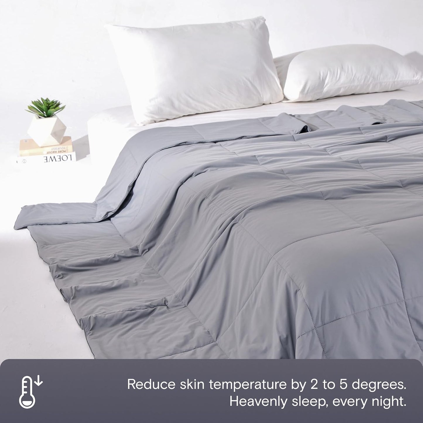 DOZ Summer Cooling Comforter, Cooling Blanket for Hot Sleepers and Night Sweats, Q-Max Over 0.4, Cool to The Touch Cover, Breathable, Lightweight, Soft, 106"x90", Thundercloud, King/Cal King