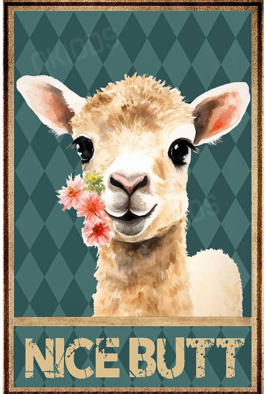 Goat Nice Butt Funny Metal Signs Vintage Sign for Home Bathroom Garden Outdoor Decor 8×12 Inches