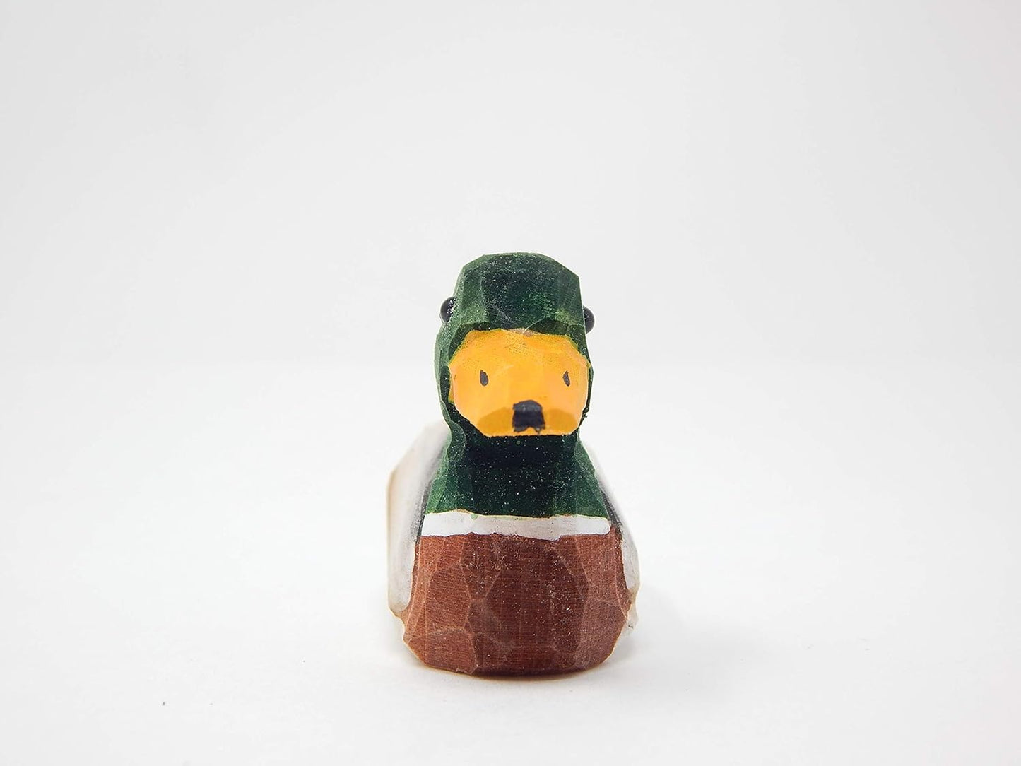 Hand-Carved Duck Wood Figurine Statue Decoration - Decoy Small Animal Miniature Sculpture. Nature-Inspired Gifts & Collectibles (Male Mallard)