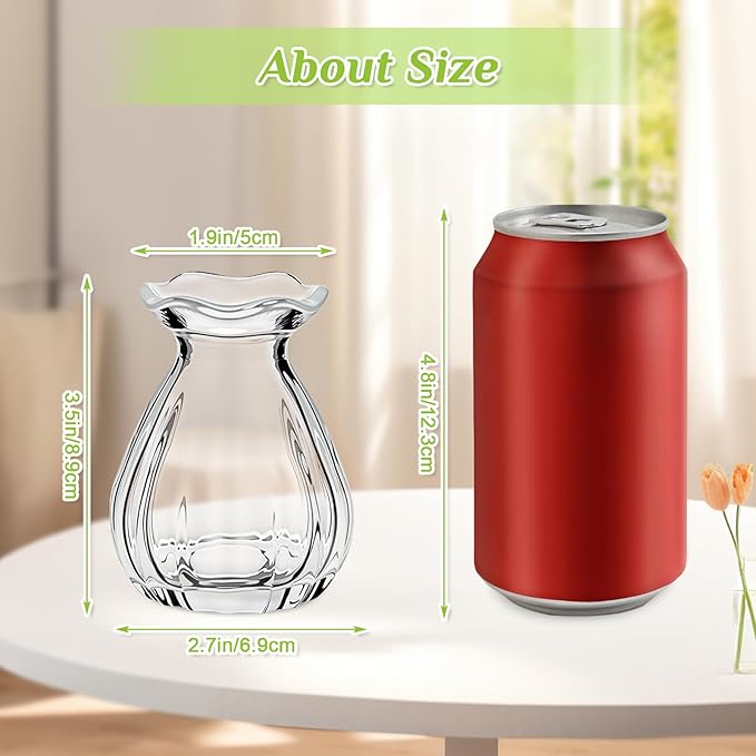 12 Pieces Glass Bud Vases for Centerpieces Bulk Mini Flower Bouquets Vases Small Cute Crystal Ribbed Clear Glass Bud in Bulk for Wedding Baby Bridal Shower Table Party Home Decor