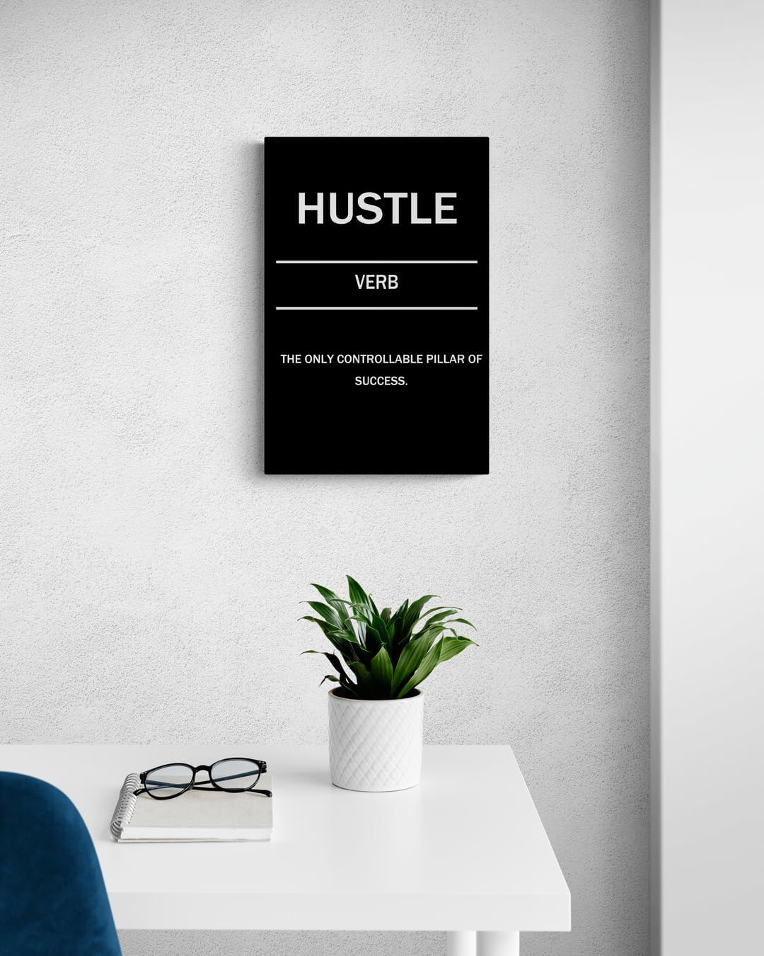 GoForArt Motivational Canvas Wall Art, Famous Quote Inspirational Prints Wall Decor, HUSTLE Poster for Office Living Room, Bedroom Dining Room Artwork Home Decoration 12x18in