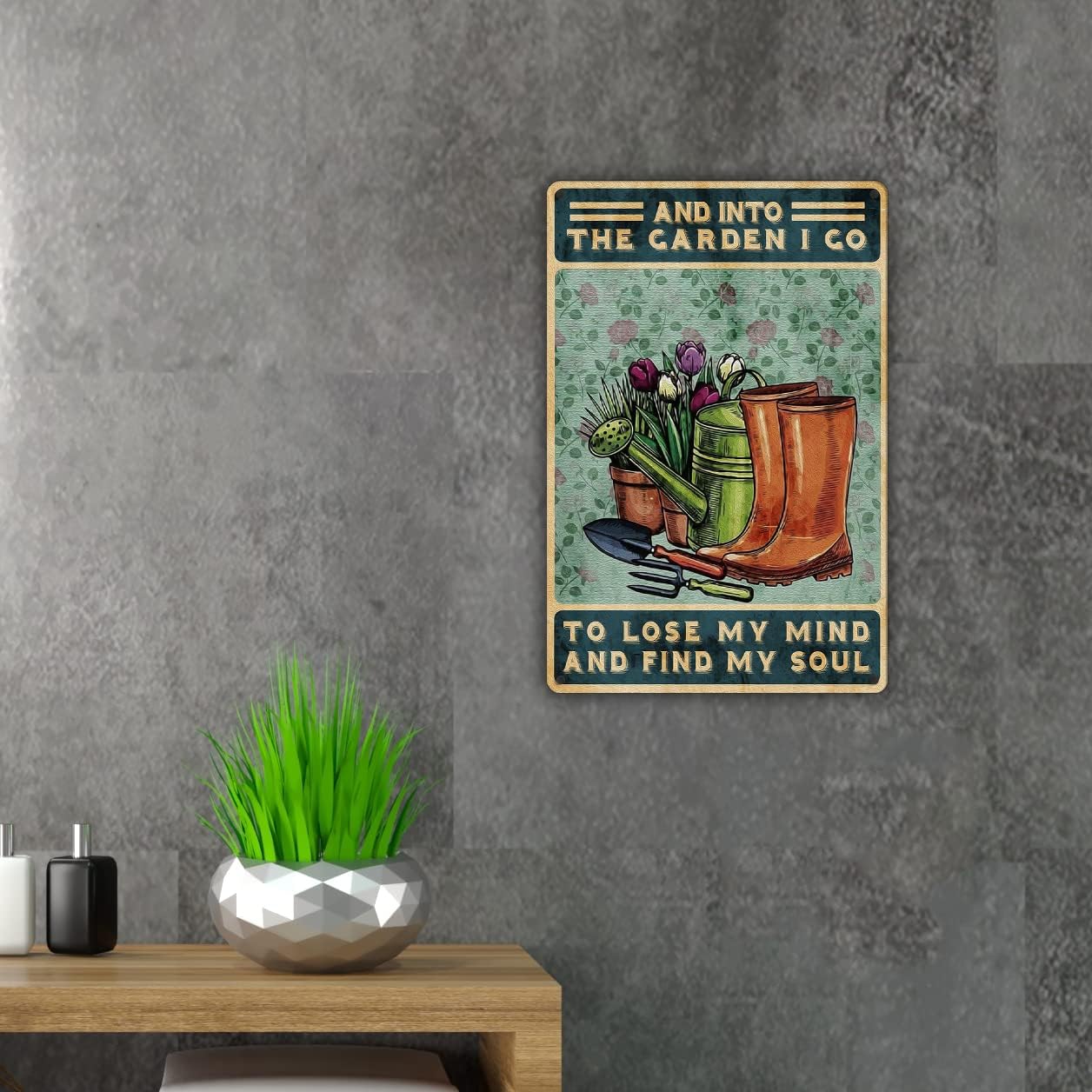 Funny Metal Tin Sign Wall Art Decor - Retro 'Into the Garden I Go to Lose My Mind' Sign for Home Decor Gifts