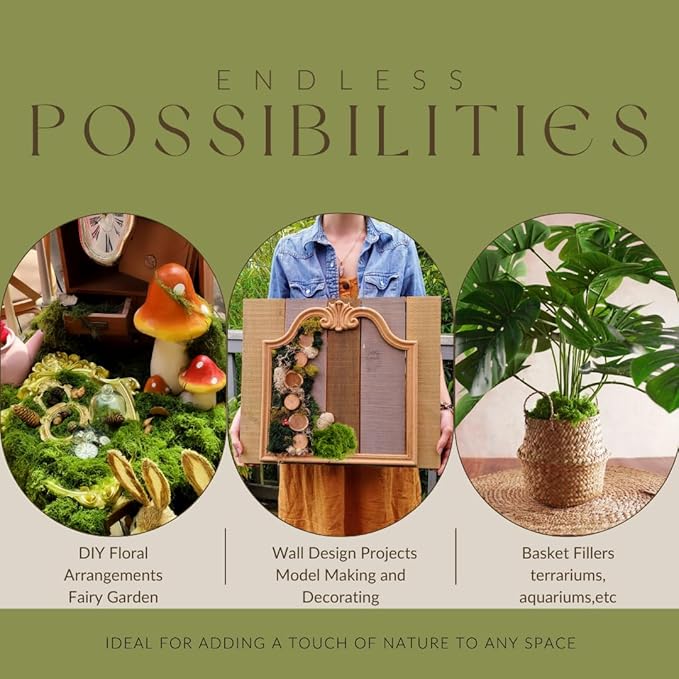 3.5OZ Fake Moss for Plants Indoor - Artificial Moss for Table Centerpieces, Fairy Gardens, Terrariums - Realistic Faux Grass for Wedding Christmas Party Decor (Light Green)