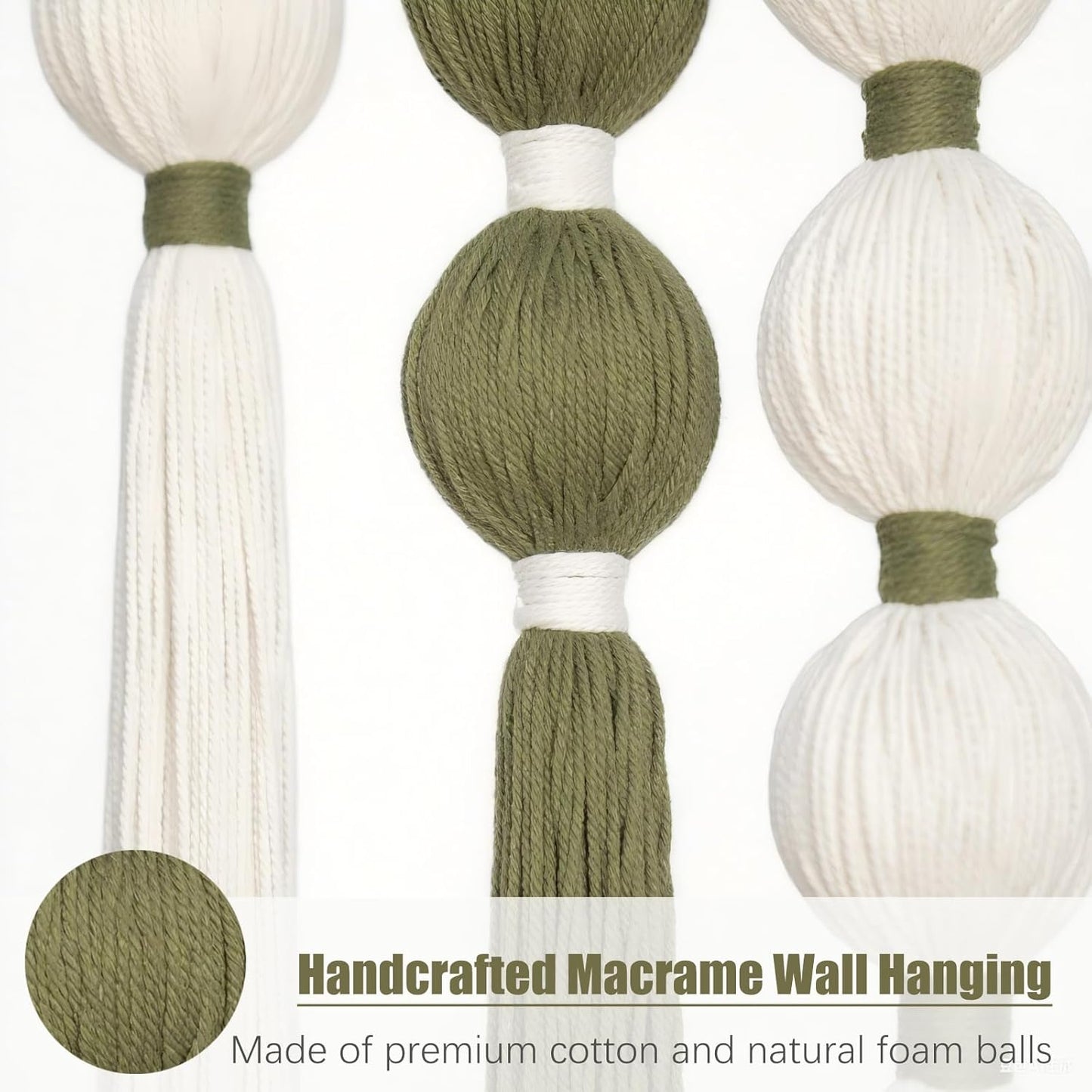 HYVAKUPPA Macrame Wall Hanging Large Boho Woven Tapestry Wall Decor Yarn Art Bohemian Handwoven Sphericity Cotton Textile Tapestry for Living Room Bedroom