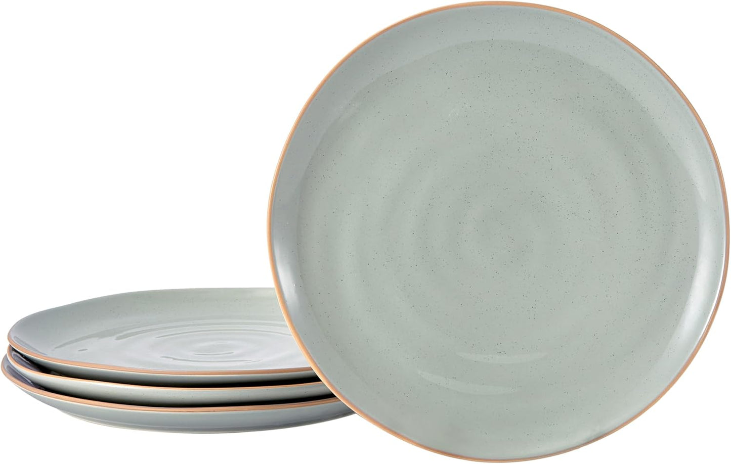 Bico Light Sage Green 10 inch Stoneware Dinner Plates Set, Set of 4, Microwave and Dishwasher Safe, for Main Course, Steak, Pasta