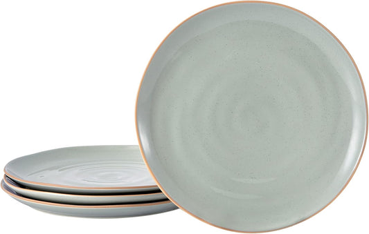 Bico Light Sage Green 10 inch Stoneware Dinner Plates Set, Set of 4, Microwave and Dishwasher Safe, for Main Course, Steak, Pasta