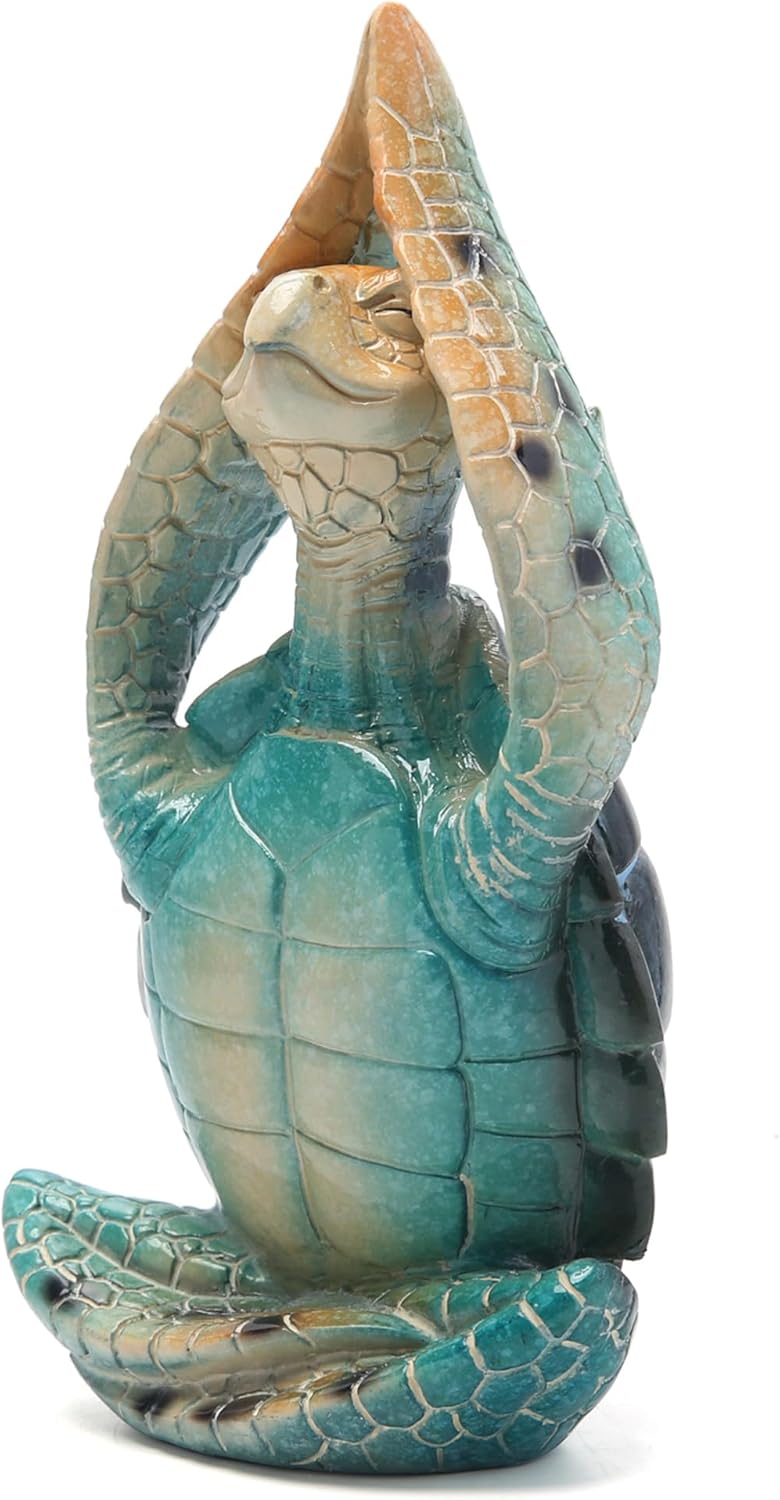 Hodao Sea Turtle Meditation Yoga Decor, Garden Figurines Sea Turtle Meditating Coastal Beach Decoration, Zen Yoga Resin Statues for Home Office Table Shelf Decorations