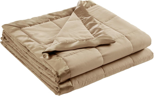 Madison Park Windom Down Alternative Blanket, Premium 3M Scotchgard Moisture Wicking Treatment, Lightweight and Soft Bed Cover For All Season, Satin Trim, Brown Full/Queen