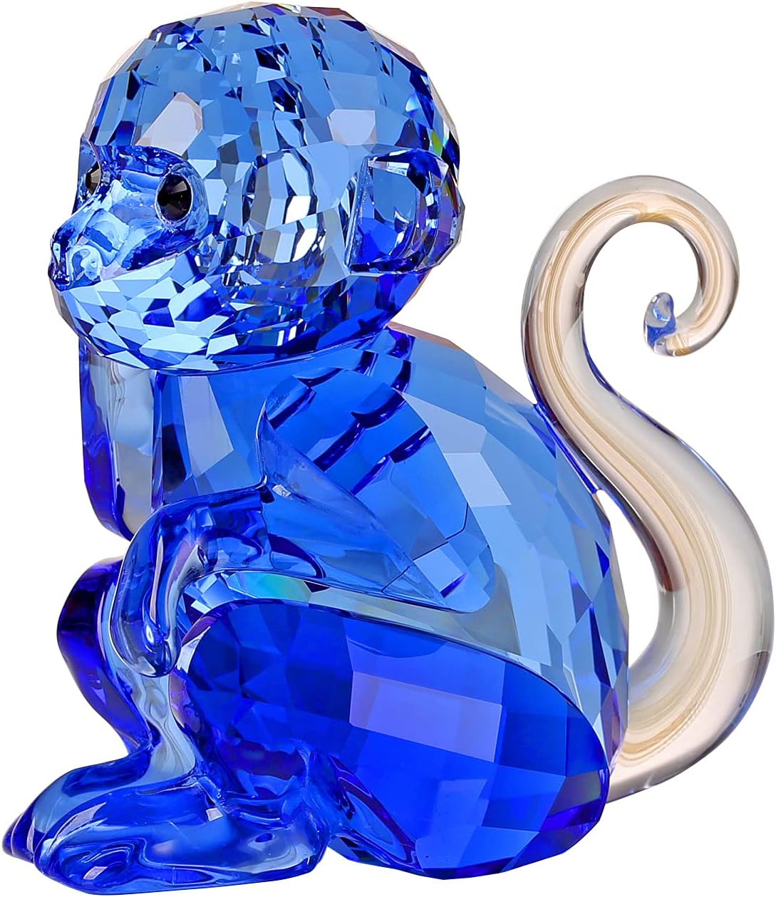 DOJOZ Crystal Little Monkey Animals Lovely Craft Decorations for Home Ornaments Christmas Collectible Birthday Gifts Figurines (Blue)