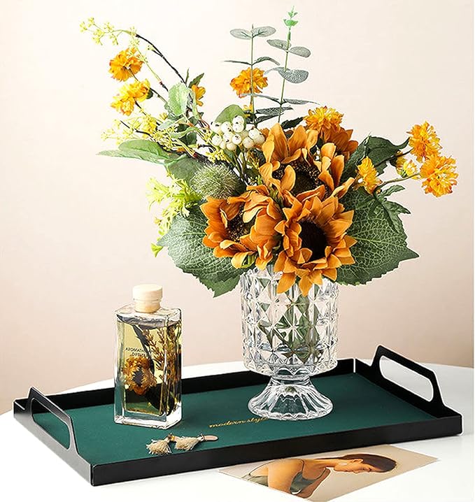 BLOFLO Embossed Glass Vase, 7'' Crystal Glass Vases for Flowers, Pedestal Big Base Glass Bouquet Vase, Hydroponic Glass Transparent Vase for Home Office Wedding Dining Table Party