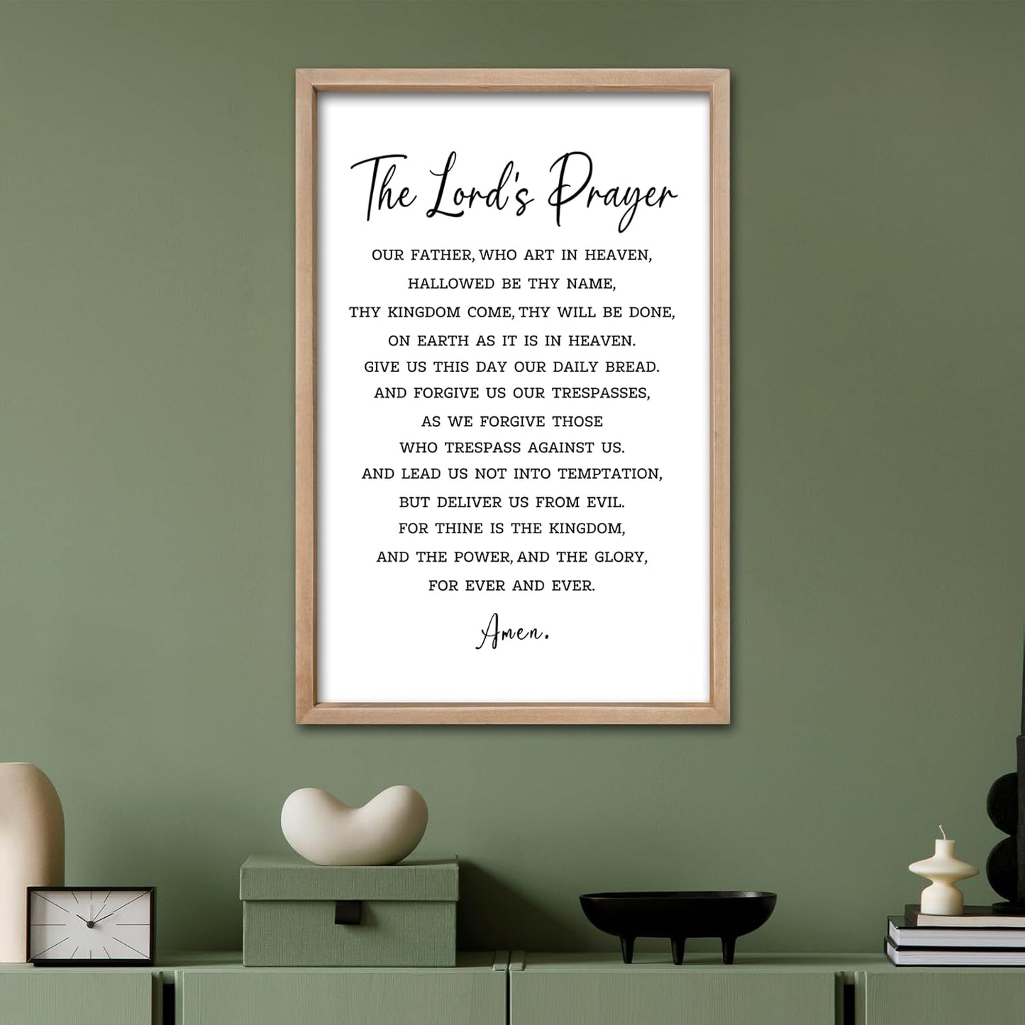 comurdyo Christian Wall Art The Lords Prayer Rustic Bible Verse Wall Decor 24"×16" Our Father Prayer Inspirational Positive Religious Saying Sign God Jesus Scripture Print Hanging (Wood)