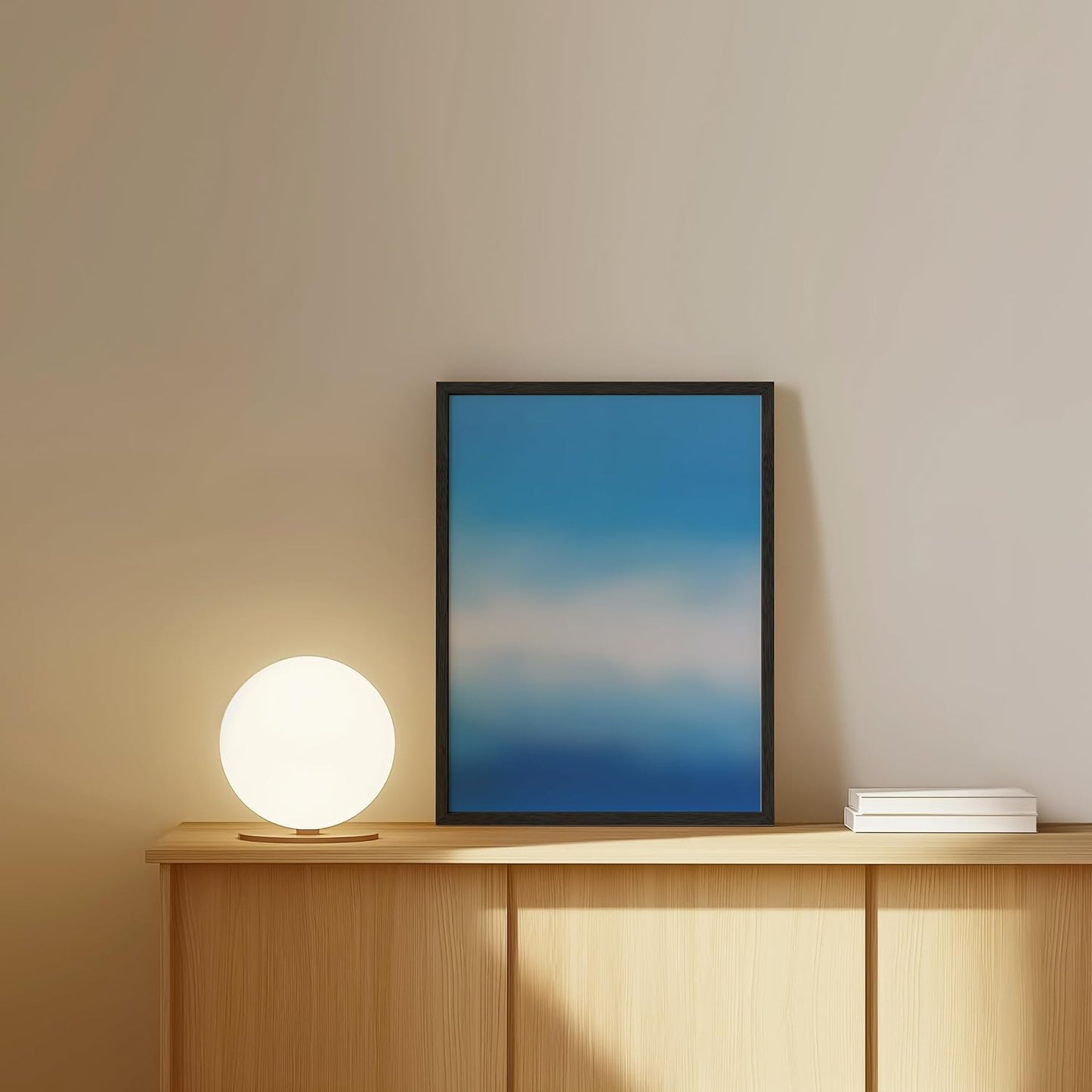 HAUS AND HUES Modern Abstract Wall Art - Blue and Green Living Room Art, Modern Artwork for Walls, Minimalist Picture for Living Room(Blue Tie-Dye, Unframed, 12x16)