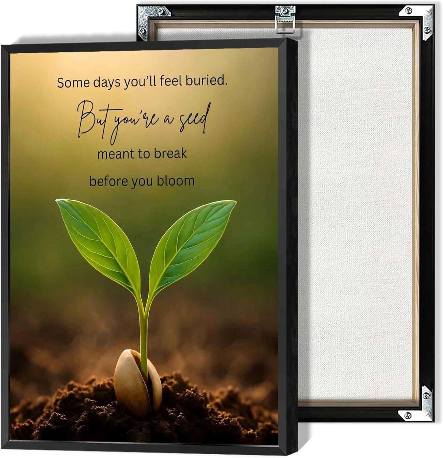 Inspirational Mental Health Poster Growth Mindset Wall Art Inspirational Text Seeds Prints Painting For School Office Wall Decor 16x24in Framed
