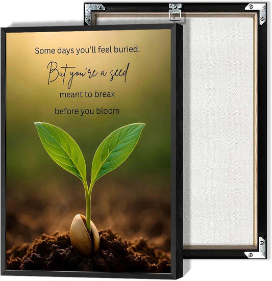 Inspirational Mental Health Poster Growth Mindset Wall Art Inspirational Text Seeds Prints Painting For School Office Wall Decor 24x36in Framed