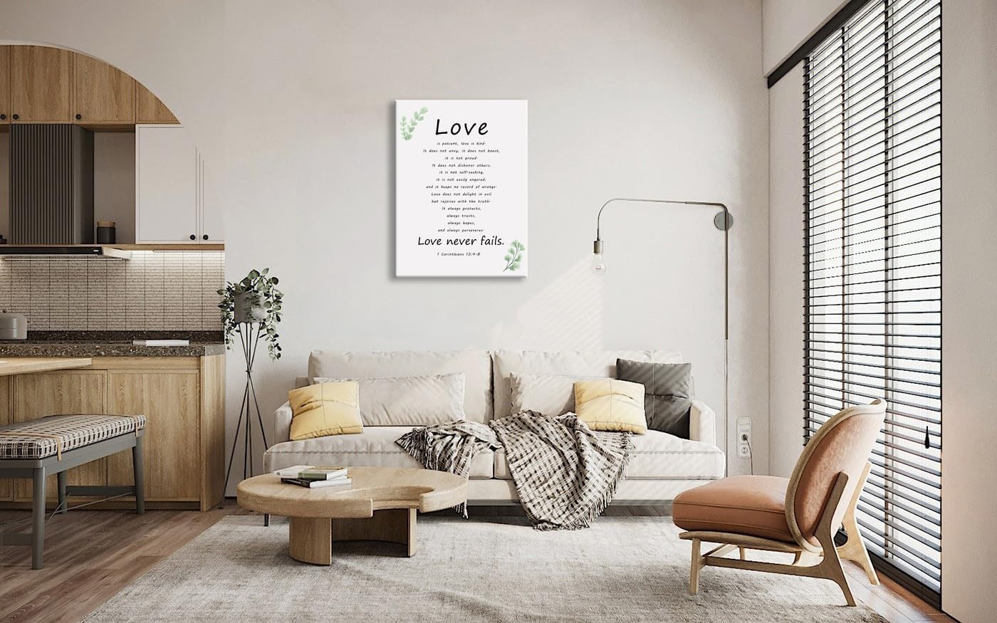 Love is Patient Love is Kind Motivational Wall Art Christian Prints Poster Inspirational Canvas 1 Corinthians 13:4-8 Paintings Office Living Room Wall Decorations Pictures Artwork[30''W X 40''H]