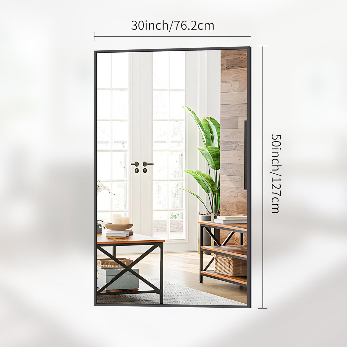 Black Bathroom Mirror for Wall, 30x50 Inch Rectangle Mirrors with Metal Frame, Modern Vanity Wall Mirror Decor for Entryway Hangs, Bathroom Living Room Horizontal or Vertical