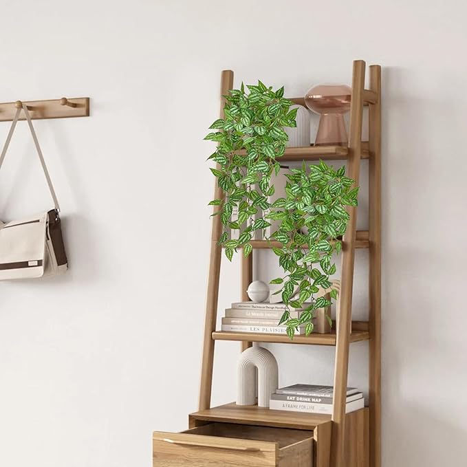 DILATATA Fake Hanging Plants Artificial Hanging Plants 22" Faux Peperomia Hanging Leaves Plants for Wall Shelf Home Indoor Outdoor Decor - 5 Pack