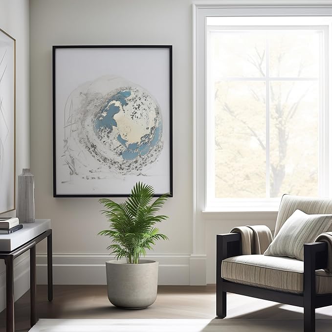 Kante Round Concrete Planter, 13.2 Inch Dia Classic Style Large Plant Pot with Drainage Hole for Indoor & Outdoor Plants, Ideal for Home, Patio, Garden, Weathered Concrete