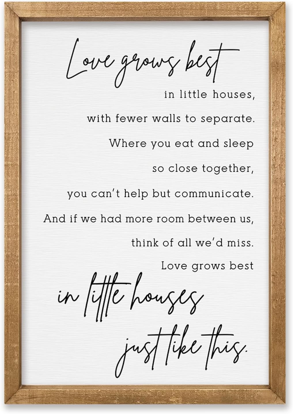 comurdyo Love Grows Best In Iittle Houses Wall Decor 16"×11" Inspirational Love Quote Sign Family Wood Framed Wall Hanging Art (Wood)
