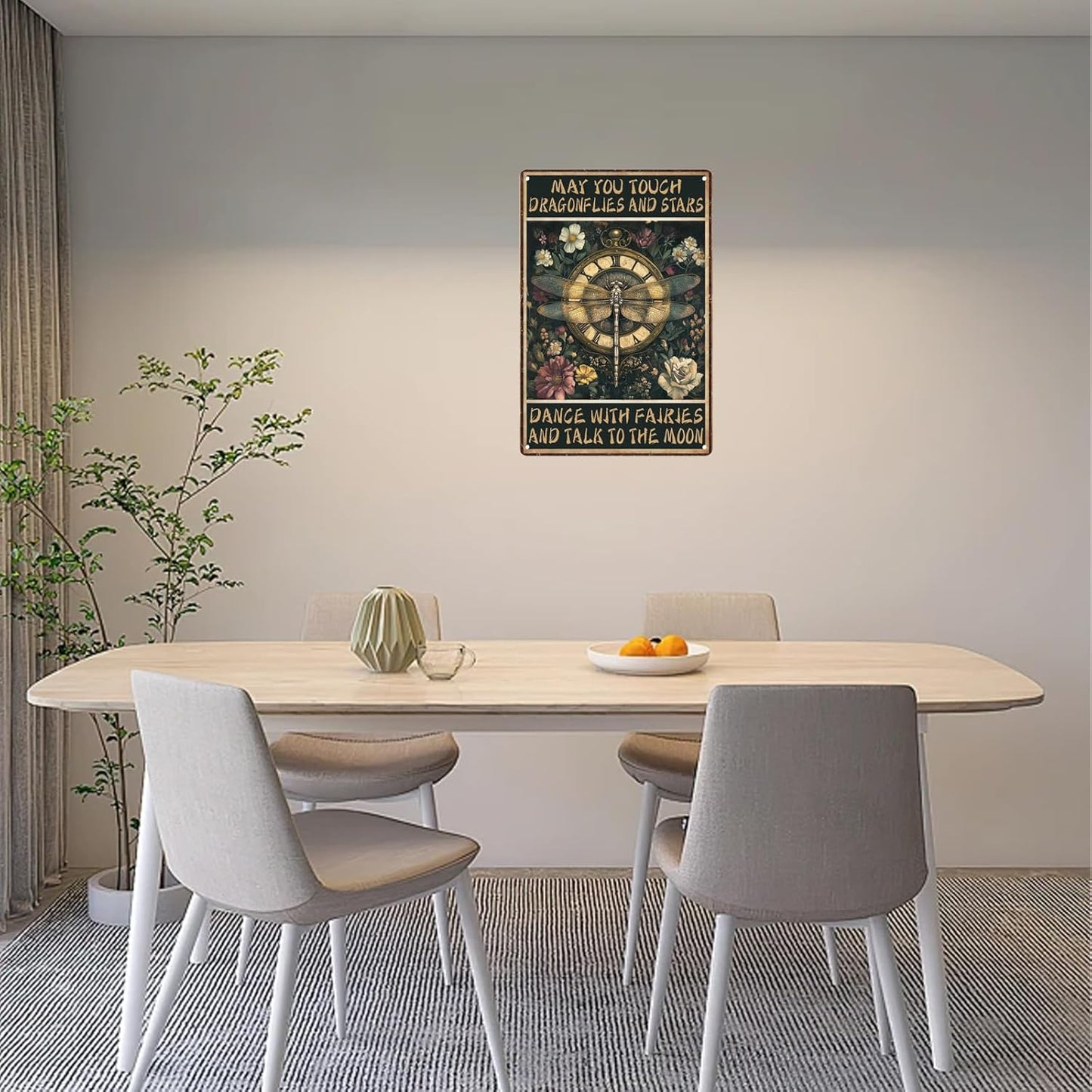 Funny Sign May You Touch Dragonflies And Stars Dragonfly Metal Tin Sign Retro Wall Decor for Kitchen Cafe Garage Gate Bar Garden 12×8 Inch