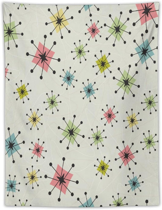 ICMOLYYENLO Abstract Cat Tapestry, Medieval Abstract Atomic Star Cat Vintage Home Wall Hanging Art Tapestry for Bedroom Living Room Dormitory 40x60 Inch