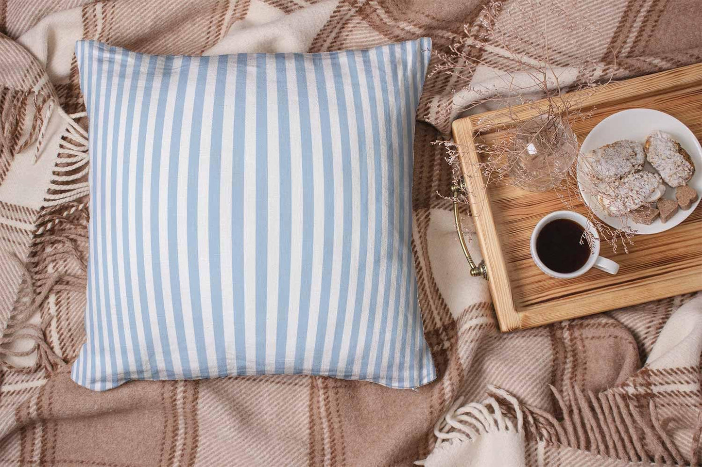 Blue Stripes Throw Pillow Covers Geometric Pillowcases 18X18 Inch Pillow Case Covers for Couch Bedroom Living Room