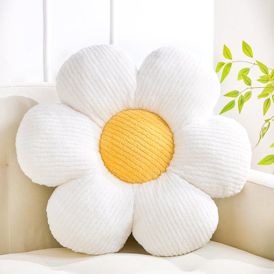 Flower Pillow Flowers Shaped Pillow Cushion Decorative Daisy Pillow for Bed Cute Throw Pillow Flower Floor Pillow Soft Seat Cushion Cream Cushion 19.6"