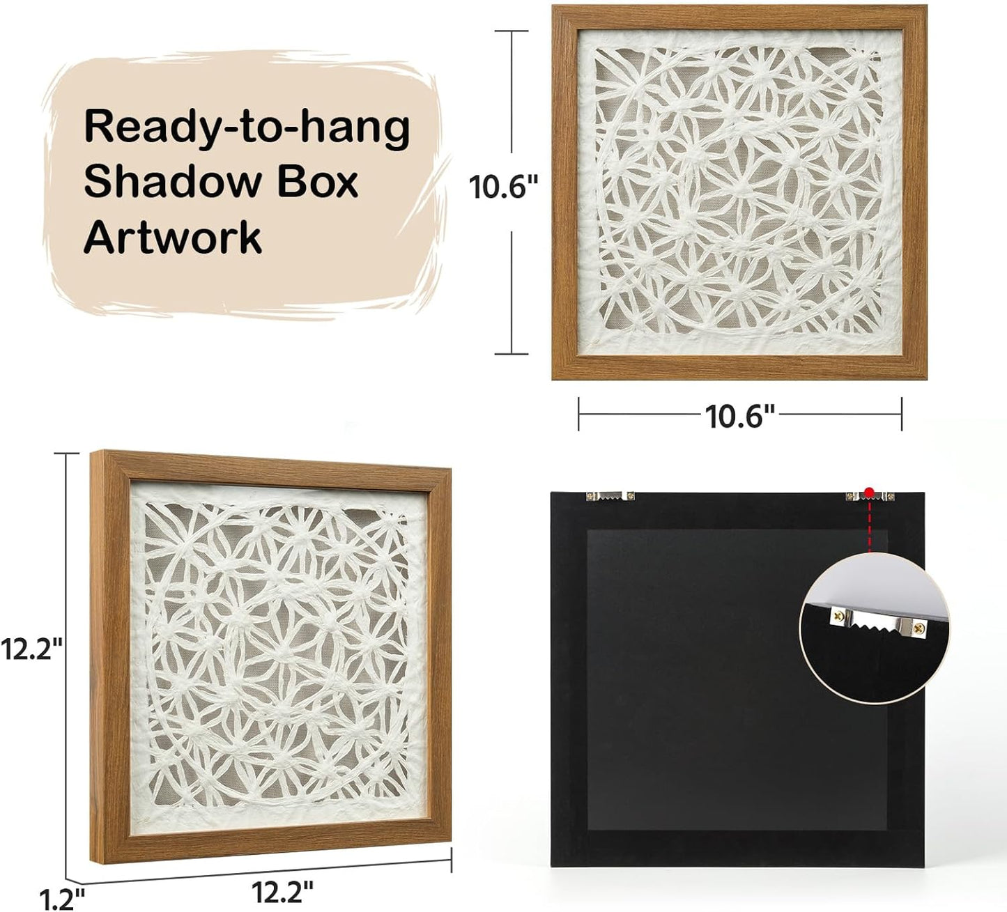 FOLKOR Boho Wall Art Living Room Decor, 12" Framed Rice Paper Shadow Box Art for Bedroom Decoration, Abstract Floating Wall Hanging Sculpture Accent for Modern Contemporary Home Improvement