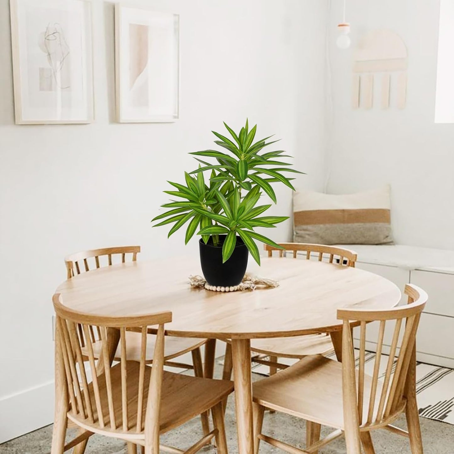 Faux Plants Dracaena Artificial Plant Realistic Green 16.1" Fake Plants in Pot Small Indoor Plants Fake Potted Plants Artificial Decor for Home Living Room Bathroom Office House Table Desk Shelf