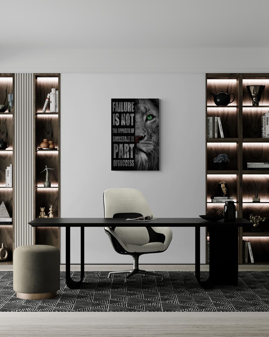 GoForArt Inspirational Canvas Wall Art, Motivational Animal Success Words Motto Office Bedroom Poster Print, Modern Lion Positive Dorm Room Wall Decor 12x18in