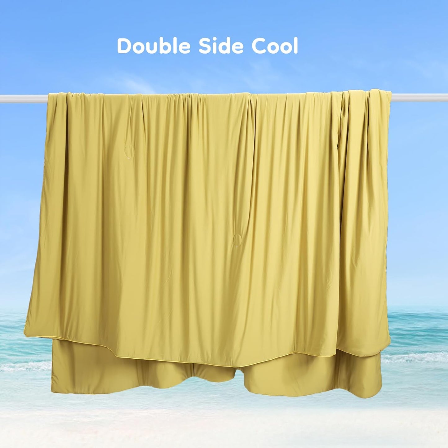 Cooling Blanket Twin Summer Comforter for Hot Sleepers, Silky-Soft & Cool Fiber, Double-Sided Cold Blanket for Night Sweats, Single Size All-Season Comfort, 60" x 80", Dusty Mustard