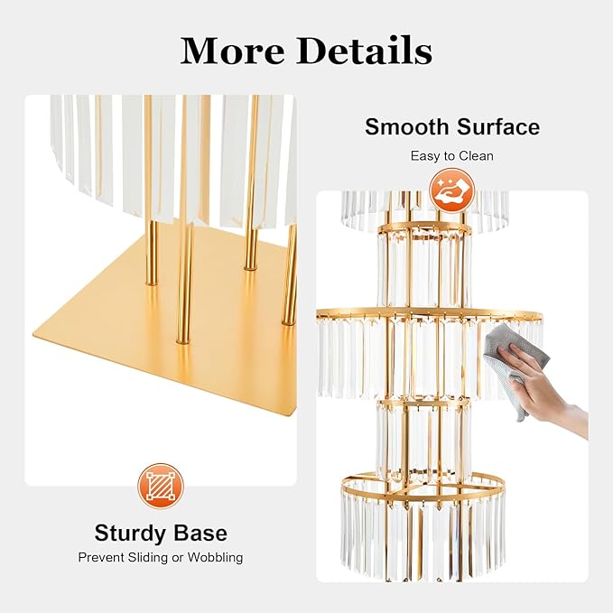 5 Tier Gold Vases Centerpieces Stands 43.3" Tall Crystal Flower Stand Wedding Flower Stand Decor Chandelier Pedestal Stand for Stage
