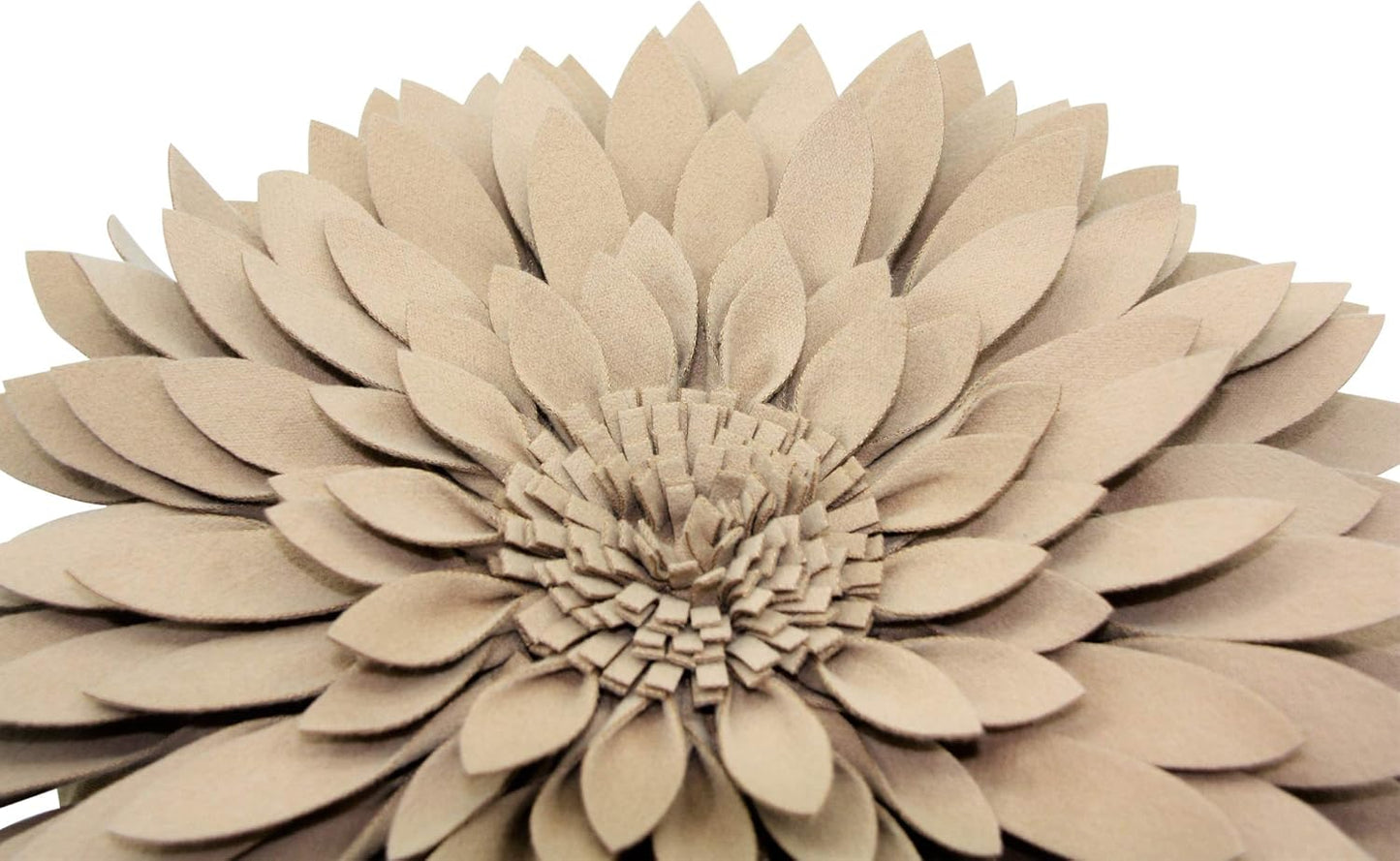 Contempo Lifestyles 3D Daisy & Sunflower Decorative Pillow - 14.5" Flower, 13" Pillow with Insert, Latte