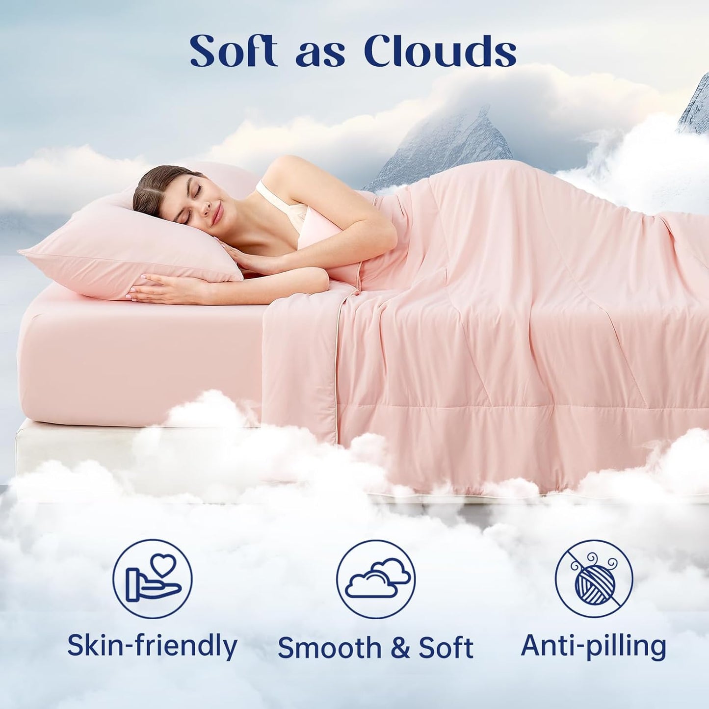 Dream Valley®Outlast®Deepsleep Cooling Comforter, Throw Size, NASA-Grade Space Technology Cooling Blanket for Hot Sleepers Night Sweats, Q-Max > 0.45 Aerocool™Breathable, Pink Blush, 60"x80"