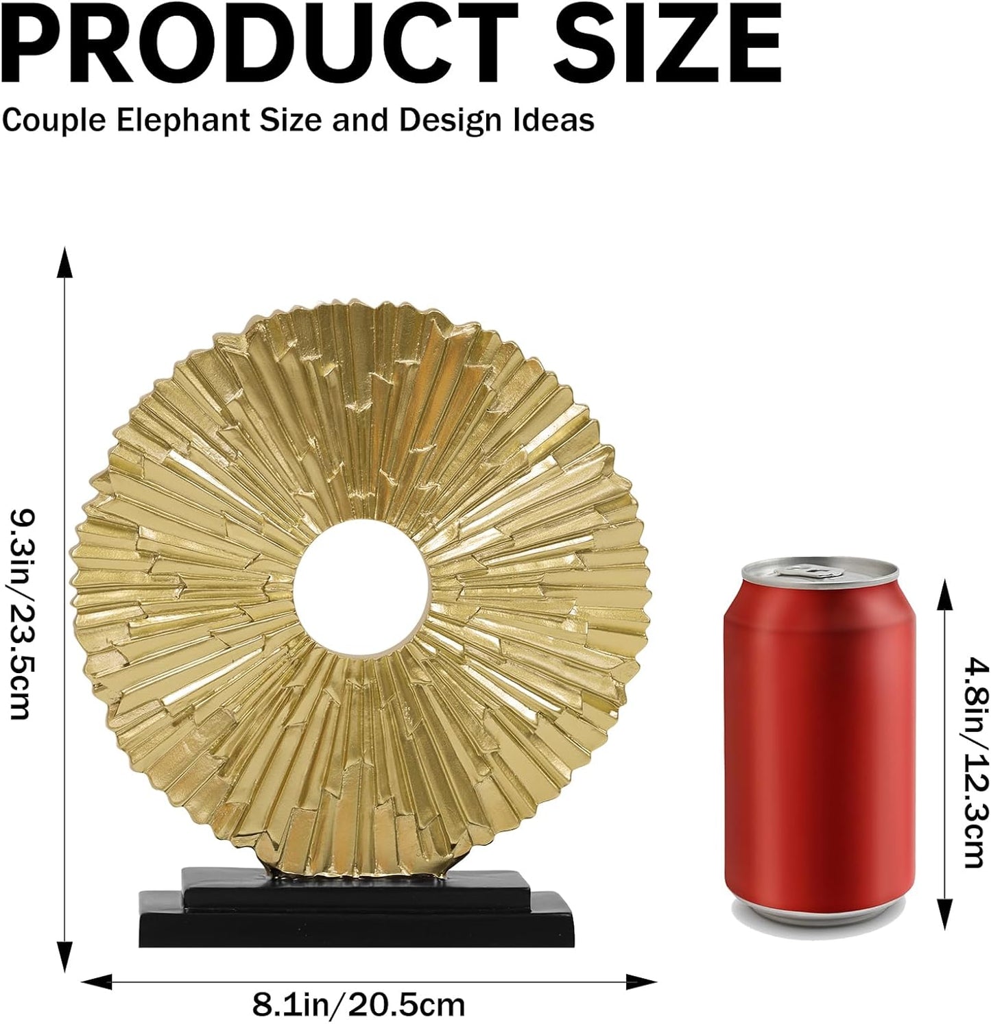 Gold Home Decor Sculpture, Unique Round line Statue, Modern Home Decor, Decorative Panel Statue Gold Decoration for Living Room TV Stand, Office, Bedroom, Dining Table Centerpiece.