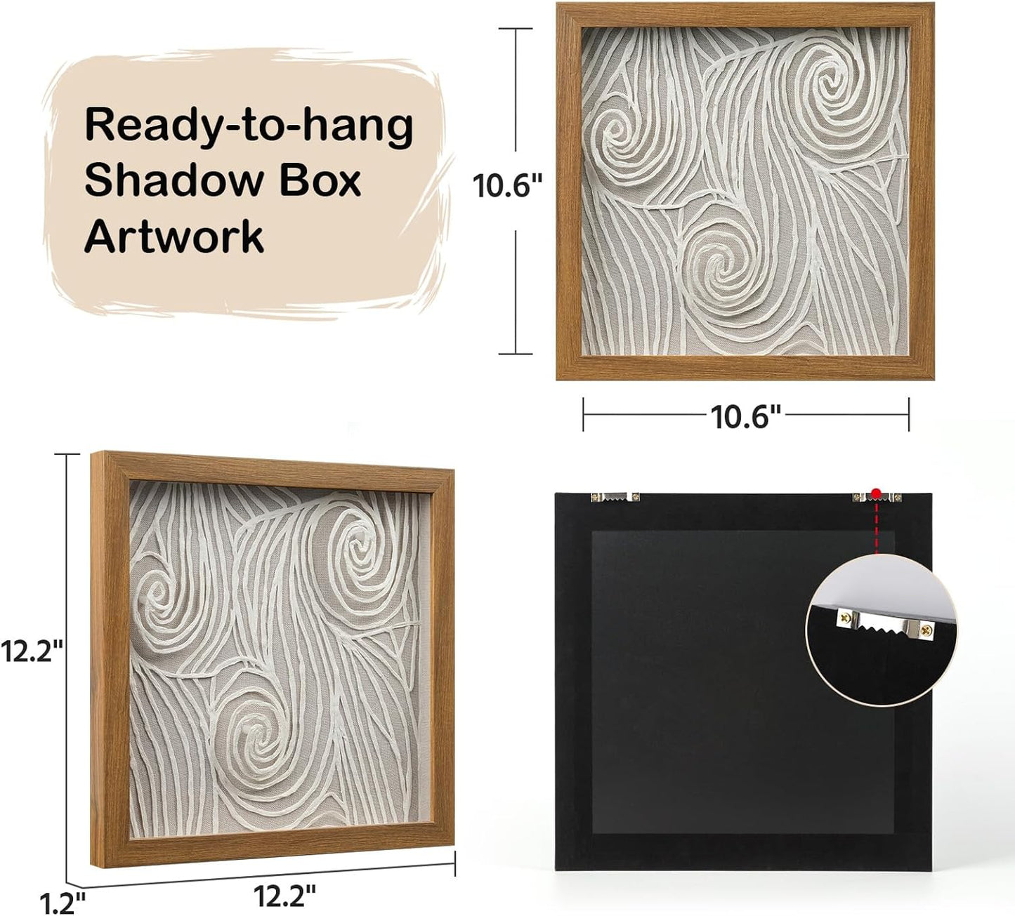 FOLKOR 12" Neutral Abstract Wall Art for Hallway Entryway, 3D Rice Paper Shadow Box Art Decor for Boho Living Room Bedroom Decoration, Maximalist Artwork Gift for Mom Grandmother Sister Friend