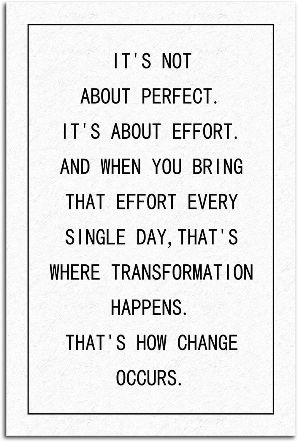 Inspirational Quote Canvas Wall Art Office Decor Motivational It's Not About Perfect It's About Effort Canvas Print Positive Painting Artwork Living Room Home Wall Decor Framed [12''W X 18''H]