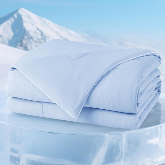 Degrees of Comfort Cooling Comforter Queen Size, Cooling Blanket for Hot Sleepers, Moisture-Wicking & Breathable, Upgraded Dual-Sided with Coolmax, Q-MAX＞0.4, 90 x 90 Inch, Blue