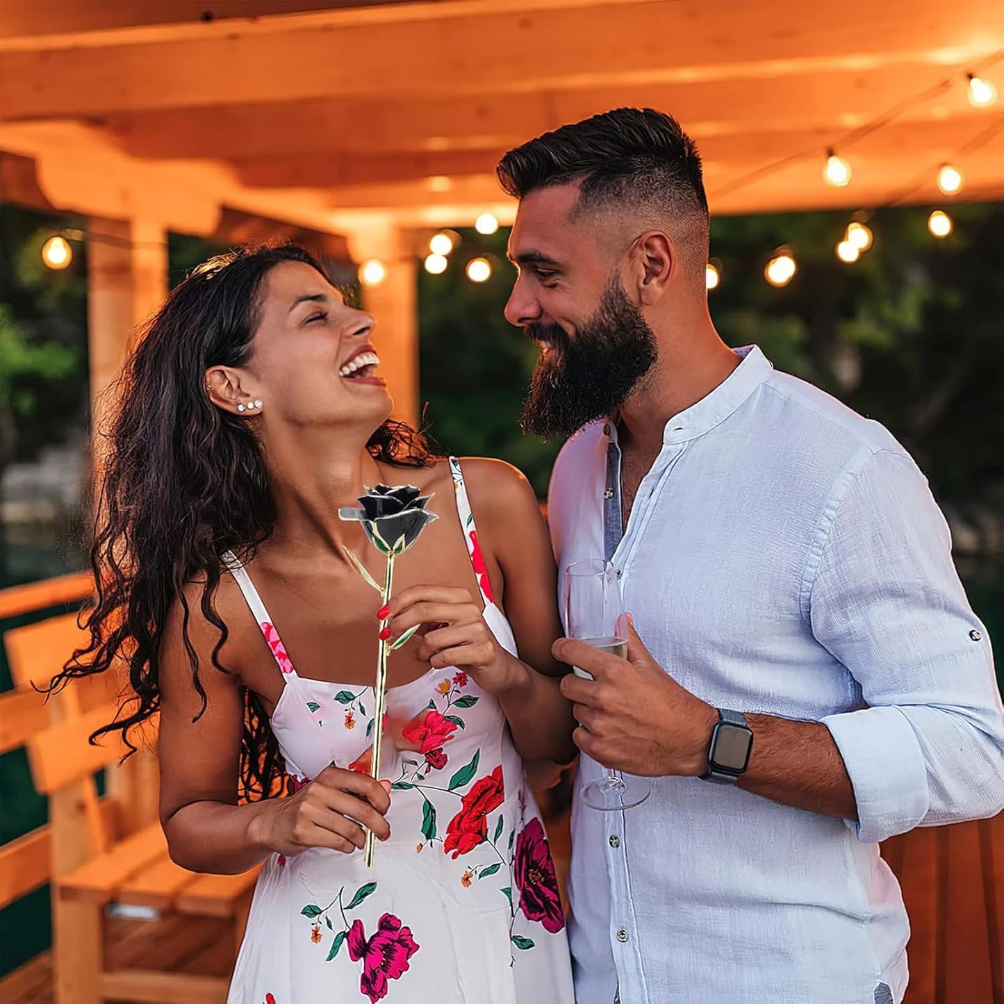 Gold Dipped Infinity Rose Last Forever Flower Decor, Birthday Gift for Women in Her Birthday Mothers Day, Resin Preserved Rose | Anniversary Present for Mom (Black)