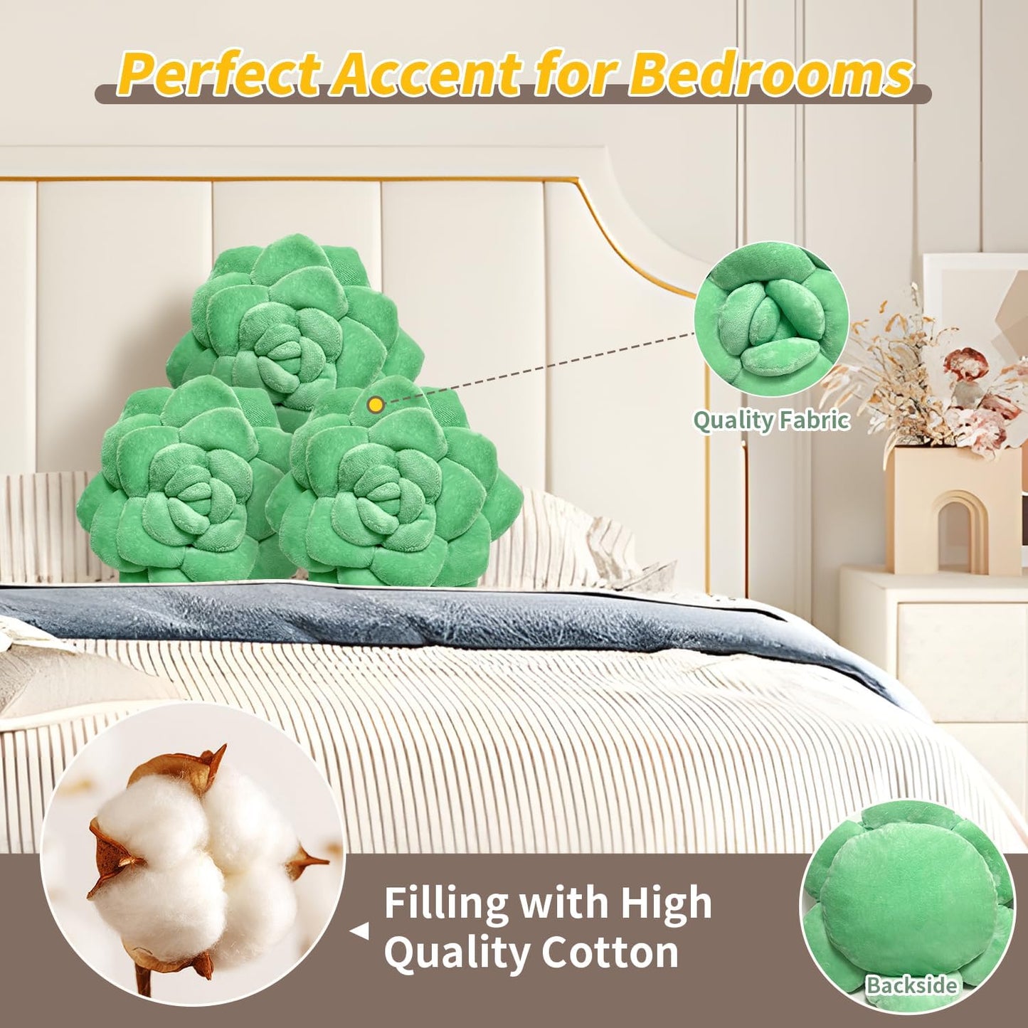 Fleshy Greenery Plush Cushion – Hand-Stitched 3D Flower Throw, Botanical-Shaped Accent for Bedroom, Living Room, and Home Décor 25cm/9.84in