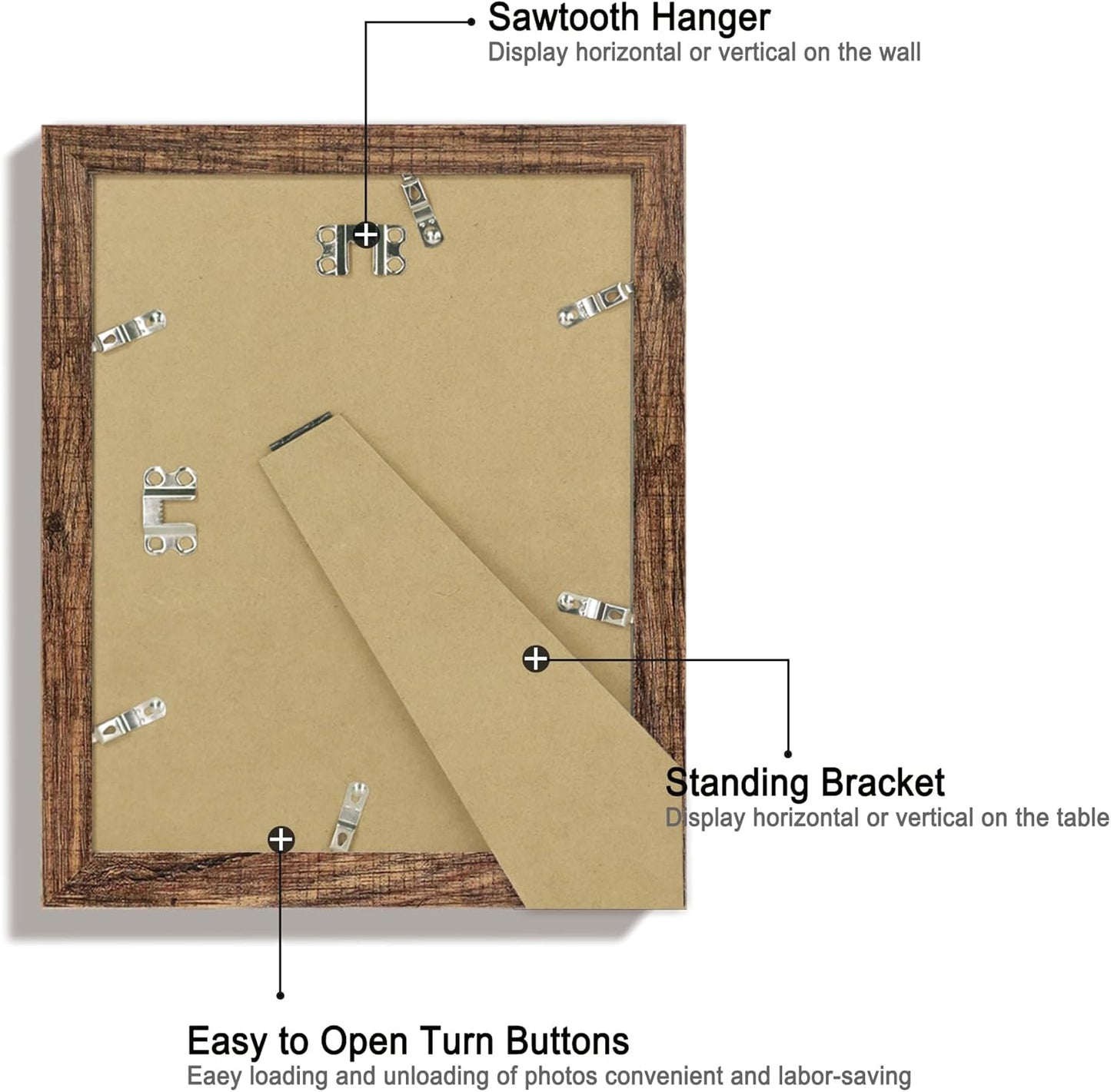 iRahmen 8.5x11 Picture Frame Set of 4, High Definition Real Glass Rustic Frame, Wood Photo Frames 8.5 by 11 Diploma Document for Wall Hanging and Tabletop Display