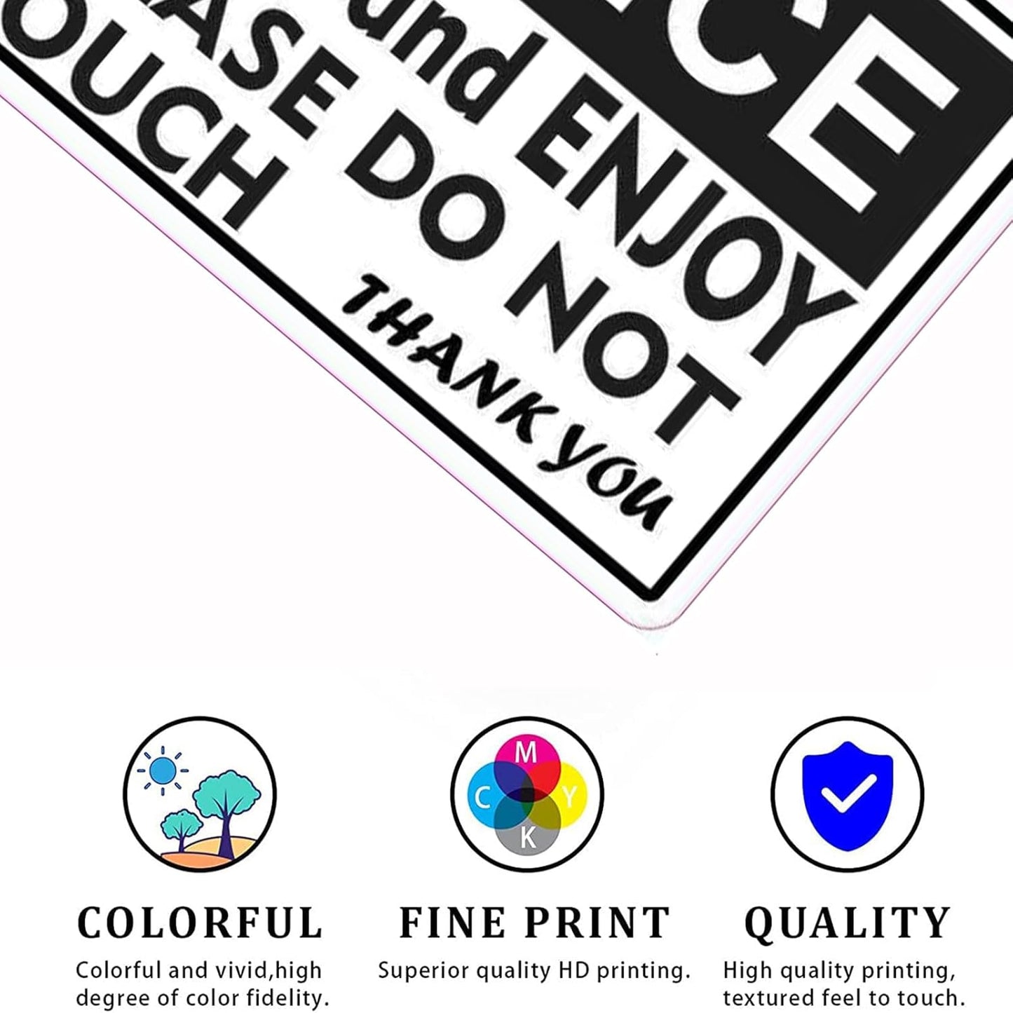 Metal Warning Sign Aluminum Notice Look and Enjoy Please Do Not Touch Indoor & Outdoor Signs for Home, Office