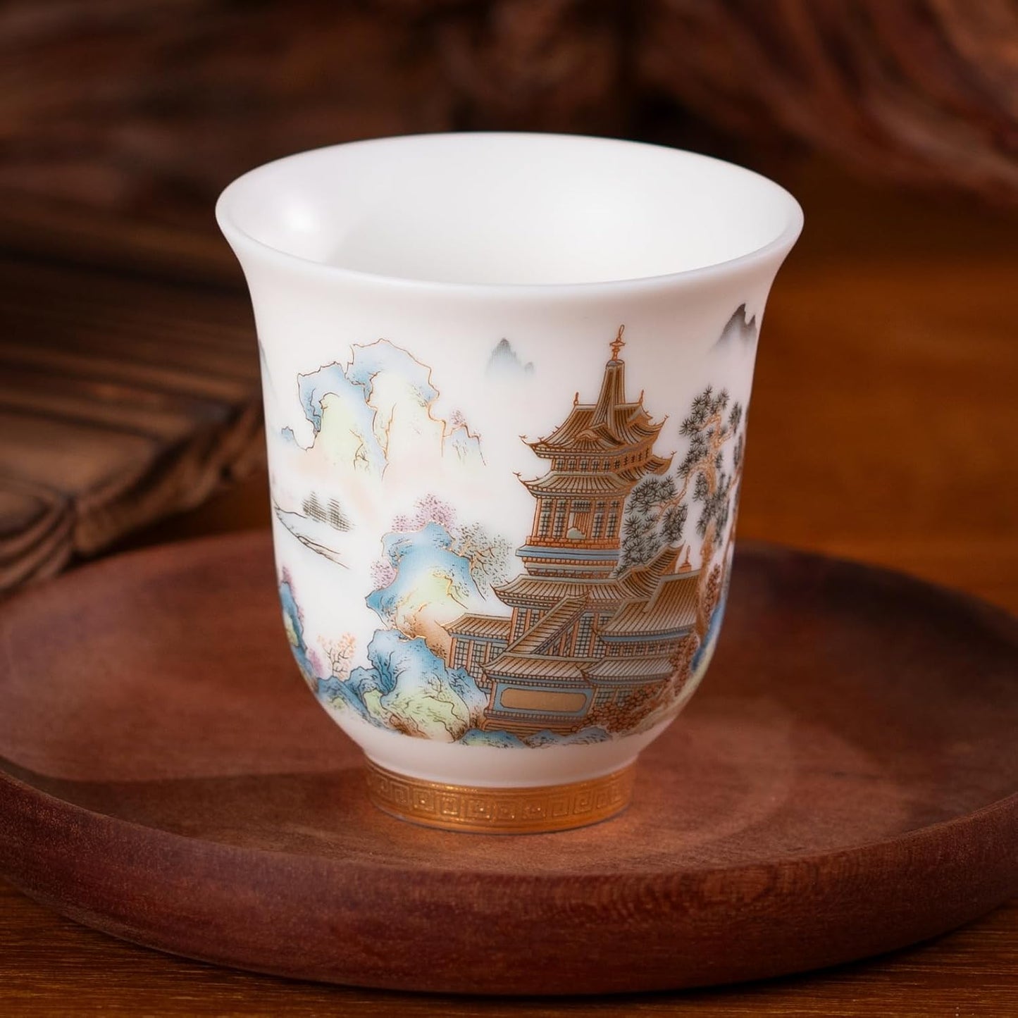 KAMMAK Ceramic Tea Cups Small, Cute Vintage Coffee Cup Set of 2, Porcelain Teacups Espresso Mug, 4.1oz Hand Painted Chinese Afternoon Tea Party Mugs, Birthday Gift for Women Men, Spring Beauty