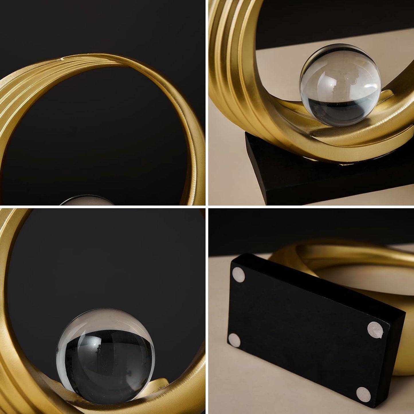 Golden Wave Resin Origami Statue Modern Abstract Home Decoration Emphasizes Abstract Office Desk Center Art Statue Table Family Bedroom Living Room Stripe Decoration (A)