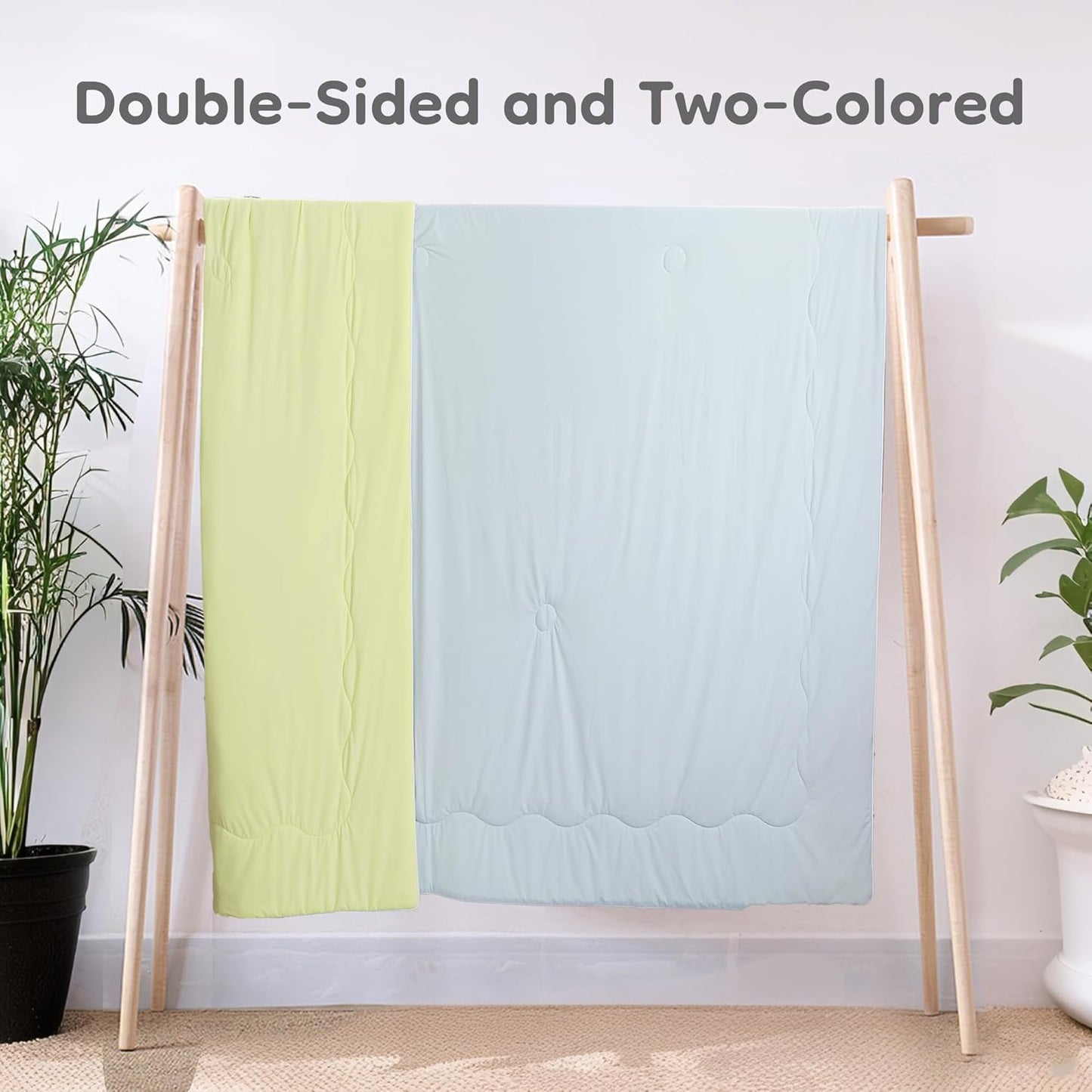 Cooling Blanket Throw Summer Comforter for Hot Sleepers, Breathable for All Season Comfort, Double-Sided Cold Blanket for Night Sweats, 53" x 79" Fits 2 on Couch, Yellow & Light Blue