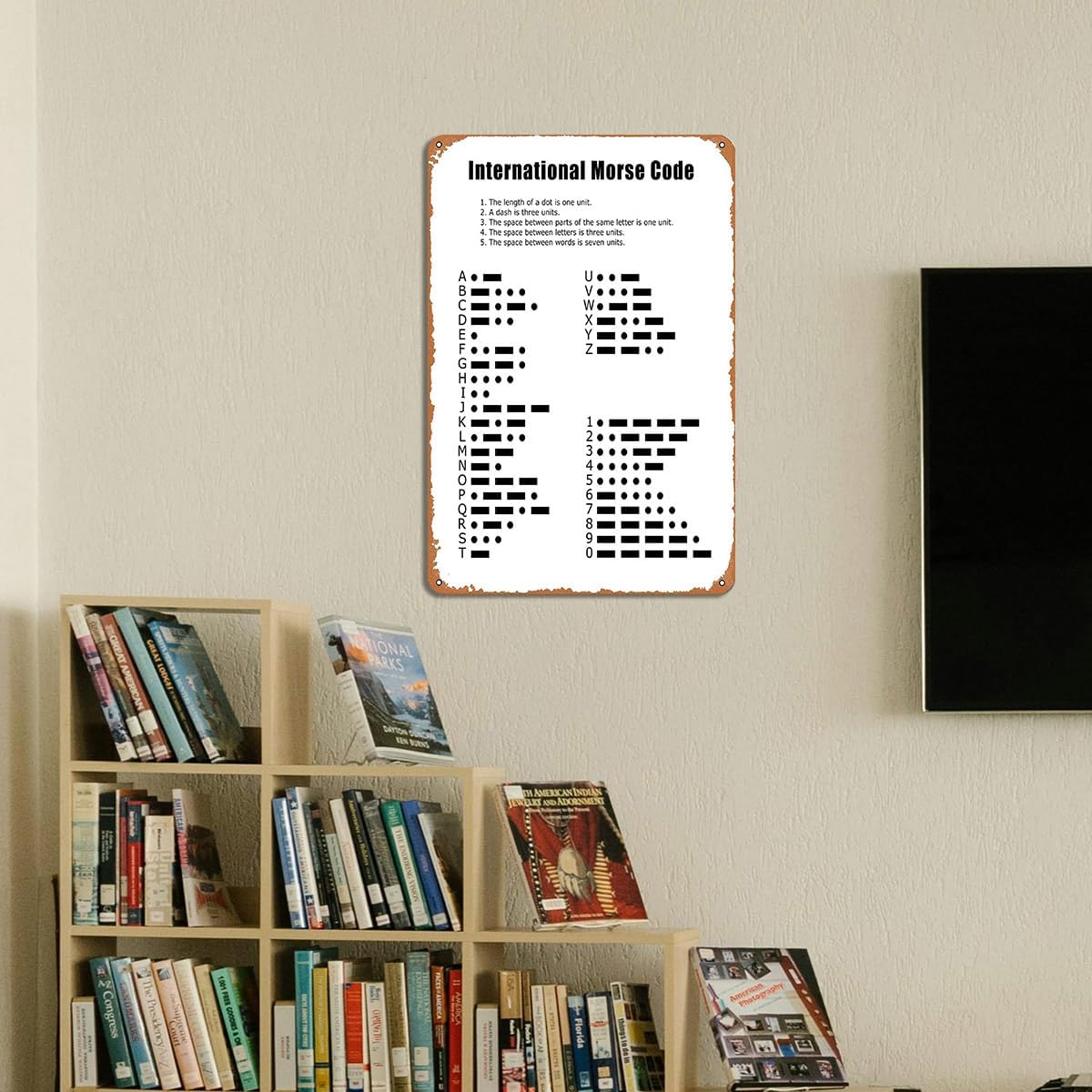 International Morse Code Metal Sign - Educational Wall Art for Classrooms, Offices, or Home Decor, Military Morse Code Gifts, Phonetic Alphabet Poster, 8"x12" Metal Plaque