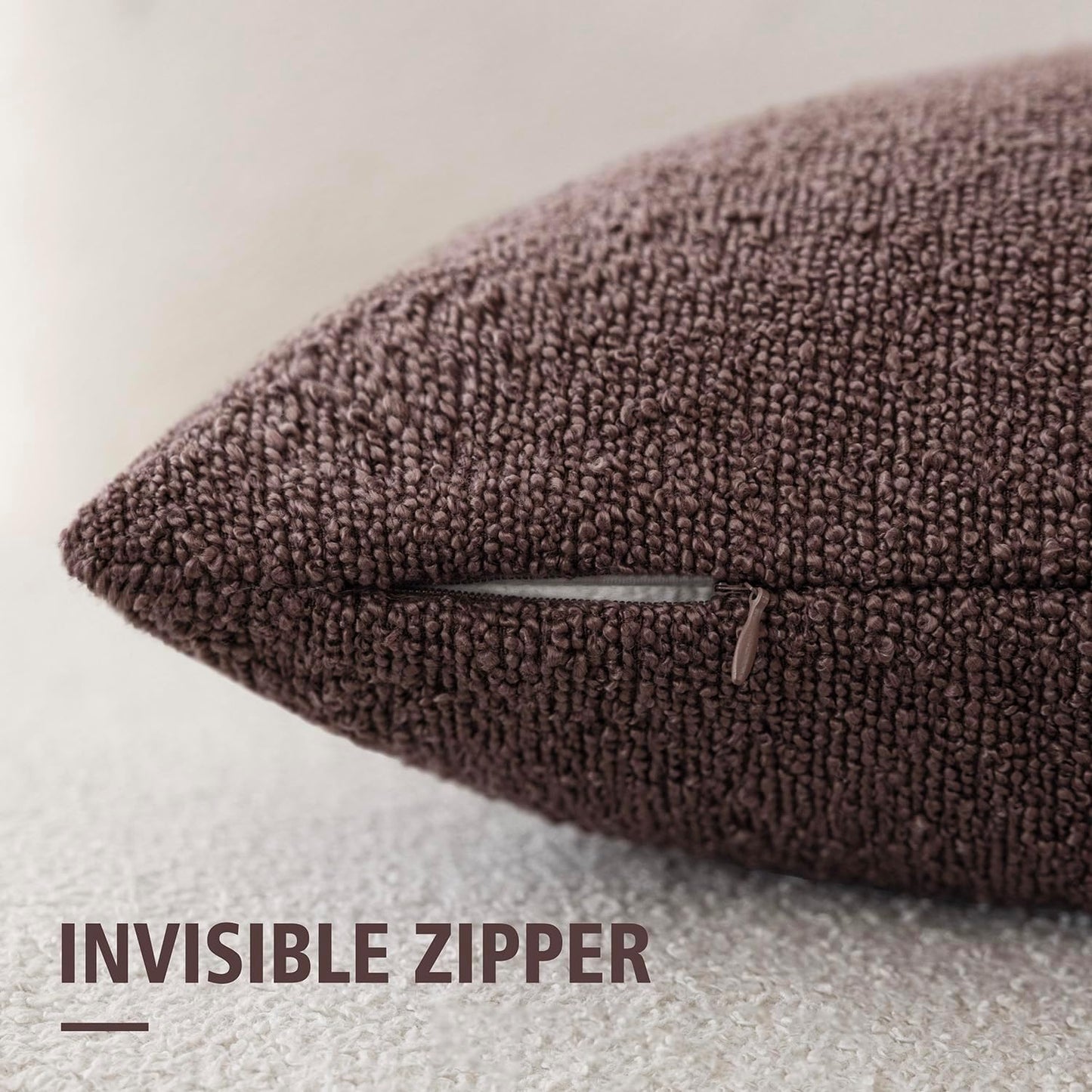 Foindtower Decorative Textured Boucle Throw Pillow Covers Accent Solid Pillow Cases Neutral Soft Cozy Couch Cushion Case for Chair Sofa Bedroom Living Room Home Decor 22x22 Inch,1PC,Dark Purple